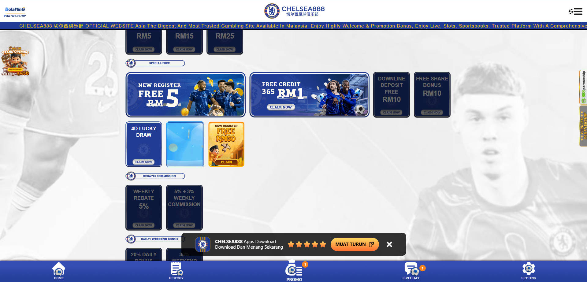 Chelsea888 Bonuses and Promotions - chelsea888m